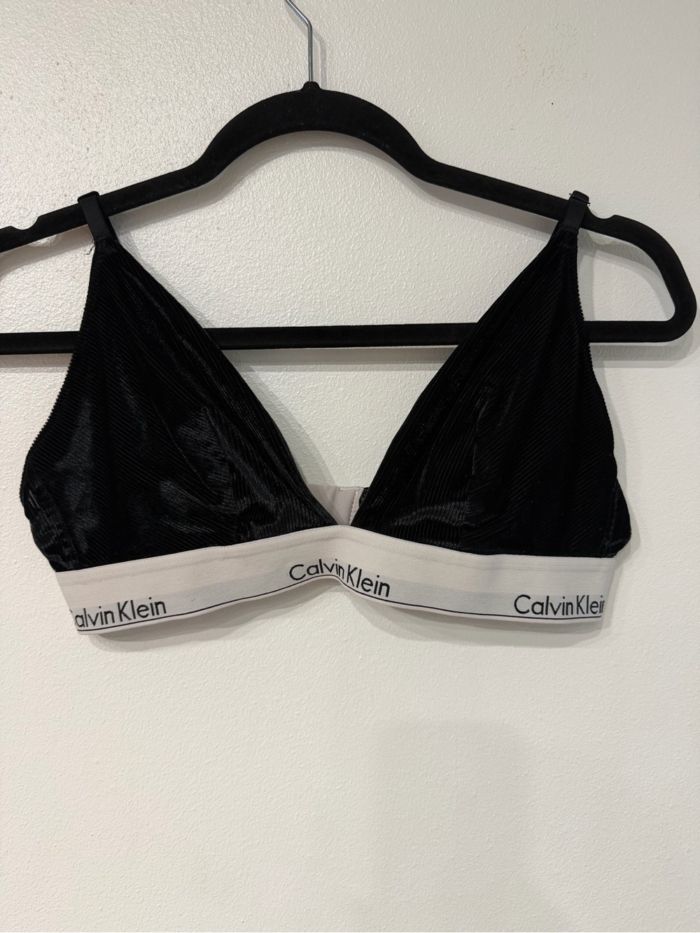 Calvin Klein Black Bralette with Cream Logo Band